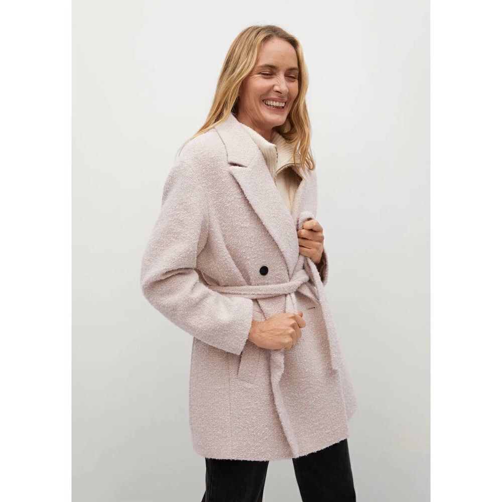 Mango Textured Wrap Belted Longline Jacket Coat - Picture 3 of 8